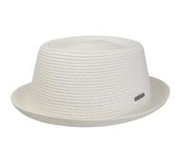 Stetson Dawson Black Pork Pie Herren Sonnenhut mit UV-Schutz 40 Strandhut aus Papierstroh Flechtmuster Frühjahrs Sommer weiß S (54-55 cm)