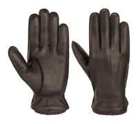 Stetson Deer Cashmere Lederhandschuhe Gefüttert Kaschmir Fingerhandschuhe Raffung Ziernähte Herren Herbst Winter dunkelbraun 8 HS