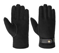 Stetson Deerskin Lambswool Handschuhe Herren - HANDMADE - Mit Lammwolle gefüttert - Aus 100% Hirschleder - Lederhandschuhe für Herren mit Druckknopfverschluss - Herbst/Winter Schwarz 8 HS