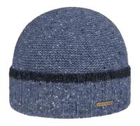 Stetson Donegal Wool Umschlagmütze Strickmütze Wollmütze Wintermütze Beanie Herren - Made in Italy mit Umschlag Winter Herbst-Winter - One Size blau