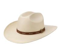 Stetson Edcouch Western Toyo Strohhut - Naturfarbener Hut - Cattleman-Krone Sommerhut mit Ledergarniturband - Herren - Frühjahr/Sommer Natur M (56-57 cm)