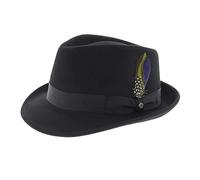 Stetson Elkader Trilby Filzhut Damen/Herren - Hut aus Wollfilz (Asahi Guard) - Wollfilzhut wasserabweisend - Fedora schmutzabweisend - Trilbyhut Sommer/Winter schwarz XL (60-61 cm)