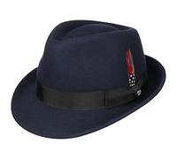 Stetson Elkader Trilby Filzhut Damen Herren Wollfilzhut Asahi Guard wasserabweisend schmutzabweisend Sommer Winter blau S (54-55 cm)