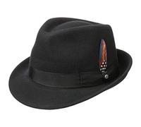 Stetson Elkader Trilby Filzhut Damen Herren Wollfilzhut Asahi Guard wasserabweisend schmutzabweisend Sommer Winter schwarz M (56-57 cm)