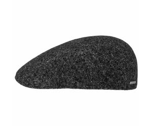 Stetson Eskridge Ivy Jersey Flatcap Mütze Baumwollfutter Klassische Schirmmütze Meliertes Design Damen Herren Herbst Winter anthrazit XL (60-61 cm)