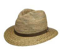 Stetson Faircreek Traveller Seegrashut Naturfarbener 100% Stroh Hut mit Ledergarniturband Damen Herren Frühjahr Sommer Natur S (54-55 cm)