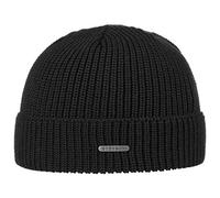 Stetson Finley Merinomütze Made in Italy Damen Herren Winter Beanie Umschlag 100% Merinowolle Herbst Winter schwarz One Size