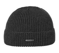 Stetson Beanie Merino Wool Kurze Strickmütze mit Umschlag, Anthrazit (33) One Size