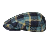 Stetson Genola Wool Check Flatcap Karomuster Klassische Schiebermütze Baumwollfutter Made in EU Herren Herbst Winter blau XXL (62-63 cm)