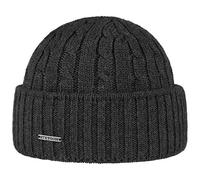 Stetson Beanie Wool Kurze Strickmütze mit Umschlag, Anthrazit (33) One Size