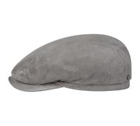 Stetson Goat Suede Flatcap Elegante Ledercap Einfarbige Kappe aus Ziegenleder mit Baumwollfutter Made in Germany Herren Ganzjährig grau 58 cm