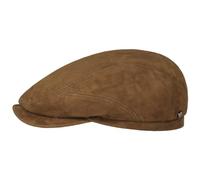 Stetson Goat Suede Flatcap Elegante Ledercap Einfarbige Kappe aus Ziegenleder mit Baumwollfutter Made in Germany Herren Ganzjährig braun 59 cm