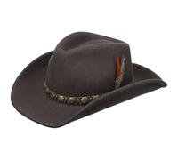 Stetson Hackberry Traveller für Herren - Wollhut Cowboyhut Wollfilzhut mit Lederband Frühling-Sommer Herbst-Winter - M (56-57 cm) braun