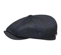 Stetson Hatteras Cashmere Check Flatcap Handgefertigt Made in Germany Herren Herbst Winter blau 59 cm