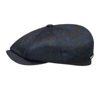 Stetson Hatteras Cashmere Check Flatcap - Mütze aus Kaschmirwolle - Karierte Schiebermütze - Handgefertigt in Deutschland - Herren - Herbst/Winter blau 58 cm