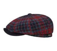 Stetson Hatteras Check Flatcap Herren Herbst Winter Made in EU blau-rot L (58-59 cm)