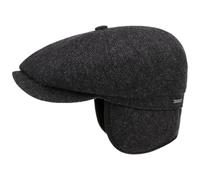 Stetson Hatteras Classic Ear Flaps Flatcap Schirmmütze Fischgrätmuster Wollcap Ohrenschutz Made in EU Herren Herbst Winter