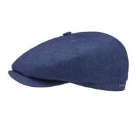 Stetson Hatteras Classic Leinen Flatcap Schirmmütze Ballonmütze Leinencap Damen/Herren - Made in The EU mit Schirm, Futter Frühling-Sommer Herbst-Winter - 57 cm blau-meliert