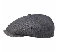 Stetson Hatteras Classic Wool Schiebermütze Herren Flatcap mit Baumwollfutter Fischgrätmuster Ballonmütze Herbst Winter