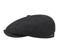 Stetson Hatteras Classic Wool Schiebermütze Herren Flatcap mit Baumwollfutter Fischgrätmuster Ballonmütze Herbst Winter