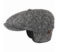 Stetson Hatteras Donegal Earflaps Cap Mütze Herren Tweed-Wollcap Herbst Winter schwarz 61 cm
