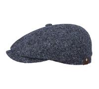 Stetson Hatteras Donegal Schirmmütze Damen Herren Made in EU 100% Schurwolle Baumwollfutter Flatcap Herbst Winter dunkelblau 57 cm