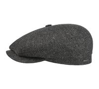 Stetson Hatteras Ellington Flatcap Melierte Mütze Klassische Schiebermütze Wide-Fit Style Made in EU Damen Herren Ganzjährig anthrazit 58 cm