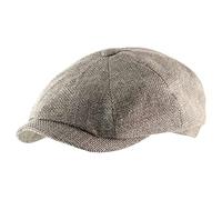 Stetson Hatteras Ellington Flatcap Melierte Mütze Klassische Schiebermütze Wide-Fit Style Made in EU Damen Herren Ganzjährig grau-beige 59 cm