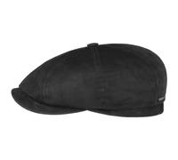 Stetson Hatteras Flat Cap Leder Schiebermütze Herren Handmade in Germany Sommer Winter schwarz 58 cm