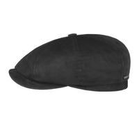 Stetson Hatteras Flat Cap Leder Schiebermütze Herren Handmade in Germany Sommer Winter schwarz 59 cm