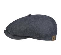 Stetson Hatteras Flatcap Leinen Damen/Herren - Mütze mit Baumwollfutter - Flat Cap mit Sonnenschutz UV 40+ - Schirmmütze Frühjahr/Sommer - Ballonmütze Denim 59 cm