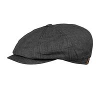 Stetson Hatteras Flat Cap Leinen Damen Herren Baumwollfutter UV 40+ Schirmmütze Frühjahr Sommer schwarz 56 cm