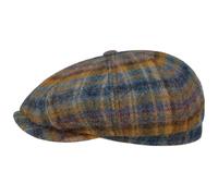 Stetson Hatteras Schirmmütze - Kariertes Flatcap - 100% Schurwolle - Herren - Ballonmütze für Herbst & Winter blau-gelb L (58-59 cm)