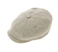 Stetson Hatteras Flatcap Leinen Damen/Herren - Mütze mit Baumwollfutter - Flat Cap mit Sonnenschutz UV 40+ - Schirmmütze Frühjahr/Sommer - Ballonmütze beige 55 cm