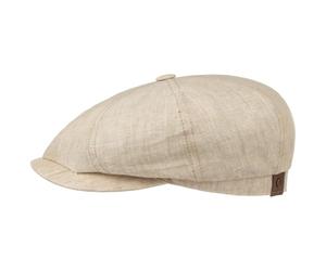 Stetson Hatteras Flatcap Leinen Damen/Herren - Mütze mit Baumwollfutter - Flat Cap mit Sonnenschutz UV 40+ - Schirmmütze Frühjahr/Sommer - Ballonmütze beige 55 cm