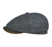 Stetson Hatteras Flatcap Made in Germany Harris Tweed Schurwolle Herren blau-grün 60 cm