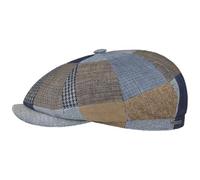 Stetson Hatteras Laughlin Flatcap Schirmmütze Ballonmütze Damen/Herren - Made in The EU mit Schirm, Futter, Futter Frühling-Sommer Frühjahr Sommer - L (58-59 cm) braun-blau