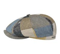 Stetson Hatteras Fresh Patchwork Flatcap - Schirmmütze - Dynamisches Design - Made in The EU - Frühjahr/Sommer - Herren blau-beige S (54-55 cm)