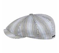 Stetson Hatteras Fresh Stripes Flatcap - Gestreifte Mütze - Sommerliche Schirmmütze - Streifendesign aus Leinen und Seide - Made in Germany - Herren - Frühjahr/Sommer weiß-blau L (58-59 cm)