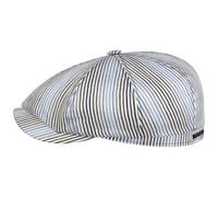 Stetson Hatteras Fresh Stripes Flatcap - Gestreifte Mütze - Sommerliche Schirmmütze - Streifendesign aus Leinen und Seide - Made in Germany - Herren - Frühjahr/Sommer weiß-blau S (54-55 cm)