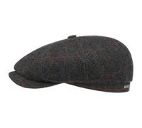 Stetson Hatteras Gallanger Wool Flatcap Klassisch Elegante Schirmmütze Made in EU Herren Herbst Winter schwarz-grau XL (60-61 cm)