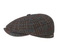 Stetson Hatteras Harris Tweed III Flatcap Schirmmütze Ballonmütze Wollcap Herrencap Herren - Made in The EU mit Schirm, Futter Winter Herbst-Winter - 58 cm blau-meliert