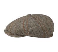 Stetson Hatteras Herringbone Stripe Flatcap Herren Made in EU Herbst Winter beige M (56-57 cm)