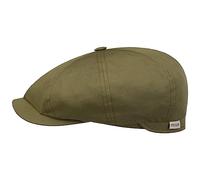 Stetson Hatteras Hertford Flatcap Unifarbene Schirmmütze 100% Baumwolle Doppelrand Made in Italy Herren Frühjahr Sommer Oliv XXL (62-63 cm)