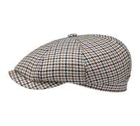 Stetson Hatteras Houndstooth Wool Flatcap Schirmmütze Wollcap Ballonmütze Herren - Made in Germany mit Schirm, Futter, Schirm Winter Herbst Frühjahr Sommer Frühling-Sommer Herbst-Winter - 57 cm beige