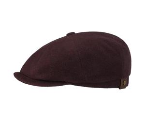 Stetson Hatteras Noir Schirmmütze Uni meliert Damen und Herren Herbst Winter Bordeaux 60 cm