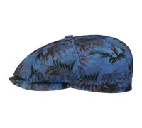 Stetson Hatteras Organic Linen Flatcap - Gemusterte Mütze aus Leinen - Klassische Ballonmütze - Schirmmütze mit Baumwollfutter - Herren - Frühjahr/Sommer blau XXL (62-63 cm)