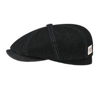 Stetson Hatteras Robust Denim Flatcap - Einfarbige Schirmmütze - Ballonmütze mit Rinsed-Waschung - Herren - Frühjahr/Sommer/Herbst/Winter schwarz M (56-57 cm)