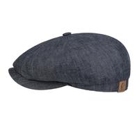 Stetson Hatteras Flatcap Leinen Damen/Herren - Mütze mit Baumwollfutter - Flat Cap mit Sonnenschutz UV 40+ - Schirmmütze Frühjahr/Sommer - Ballonmütze Denim 61 cm