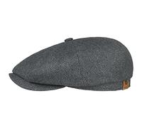 Stetson Hatteras Schirmmütze Ballonmütze Flatcap Fischgratmuster UV 40+ Damen Herren Sommer Winter schwarz-grau 56 cm